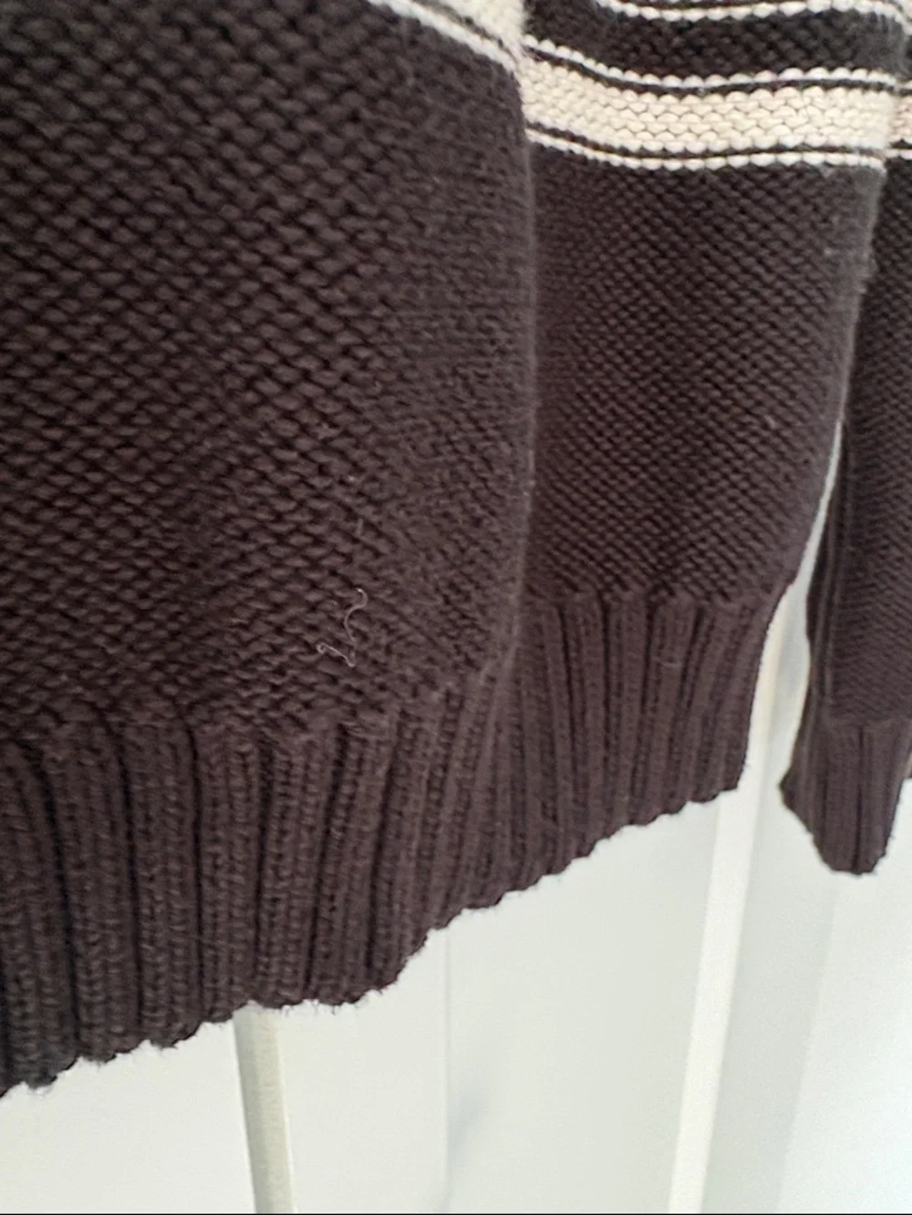 XL Charter Club Black and Cream Striped Shawl Collar button up‎ Cardigan Sweater